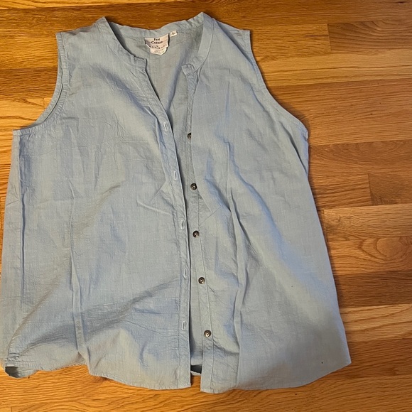 Hot Cotton Tops - Hot Cotton Sky Blue Button-Up Blouse
